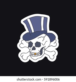 doodle icon, sticker. skull. traditional tattoo flash. vector illustration
