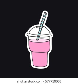 doodle icon, sticker. smoothie (milkshake). vector illustration
