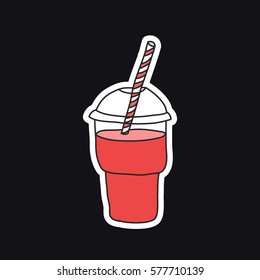 doodle icon, sticker. smoothie (milkshake). vector illustration