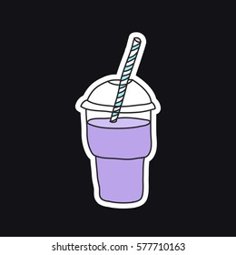 doodle icon, sticker. smoothie (milkshake). vector illustration