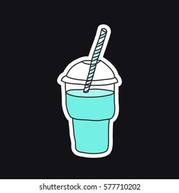 doodle icon, sticker. smoothie (milkshake). vector illustration
