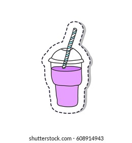 doodle icon, sticker. smoothie (milkshake). isolated on white background
