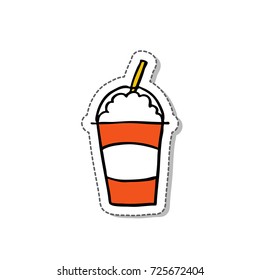 doodle icon, sticker. smoothie (milkshake). vector illustration