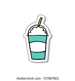 doodle icon, sticker. smoothie (milkshake). vector illustration
