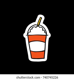 doodle icon, sticker. smoothie (milkshake). vector illustration