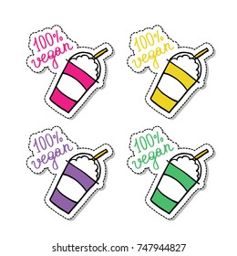 doodle icon, sticker. smoothie (milkshake). vector illustration