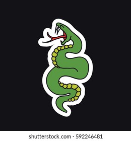 doodle icon, sticker. snake. traditional tattoo flash. vector illustration