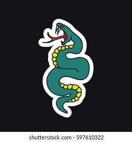 doodle icon, sticker. snake. traditional tattoo flash. vector illustration