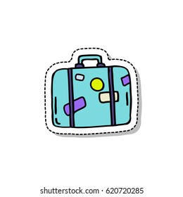 doodle icon, sticker. suitcase. vector illustration