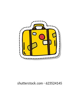 doodle icon, sticker. suitcase. vector illustration