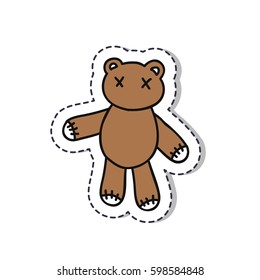 doodle icon, sticker. teddy bear. isolated on white background. vector illustration