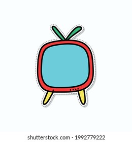 icono del garabato, pegatina. televisión. ilustración vectorial