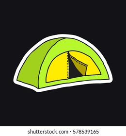 doodle icon, sticker. tent. vector illustration