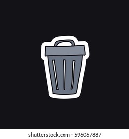 doodle icon, sticker. trash can. vector illustration