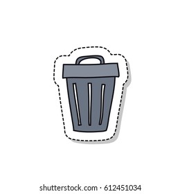 doodle icon, sticker. trash can. vector illustration