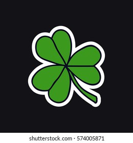 doodle icon, sticker. trifoliate clover. vector illustration