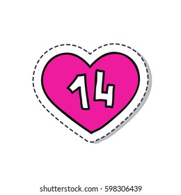 doodle icon, sticker. Valentine heart. isolated on white background. vector illustration