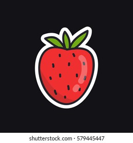 doodle icon. strawberry, sticker. vector illustration