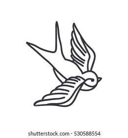 doodle icon. swallow. traditional tattoo flash. vector illustration