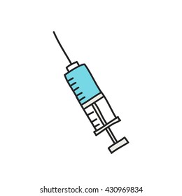 Doodle Icon. Syringe. Vector Illustration