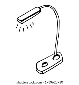 Doodle icon of Table lamp isolated on white background. Template for postcard, banner, poster, web design. Hand Drawn vector illustration.