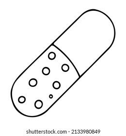 Doodle icon of tablet packaging, blister with capsules, tablets, medicines