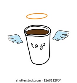 Doodle icon. Take away coffee cup. Vector illustration