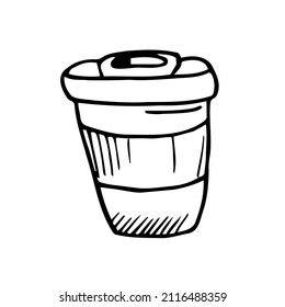 doodle icon. take away coffee cup. vector illustration
