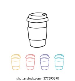 doodle icon. take away coffee cup. vector illustration