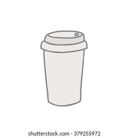 doodle icon. take away coffee cup. vector illustration