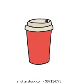 doodle icon. take away coffee cup. illustration