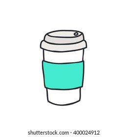doodle icon. take away coffee cup. vector illustration