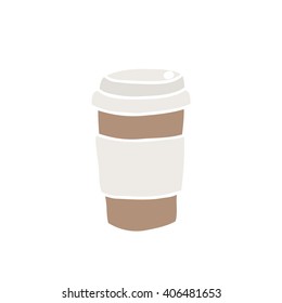 doodle icon. take away coffee cup. vector illustration