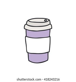 doodle icon. take away coffee cup. vector illustration