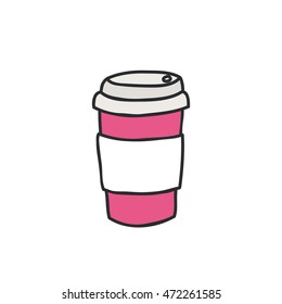 doodle icon. take away coffee cup. vector illustration