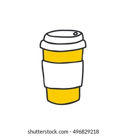 doodle icon. take away coffee cup. vector illustration