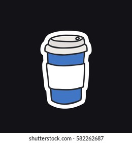 doodle icon. take away coffee cup. vector illustration
