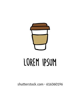 doodle icon. take away coffee cup. vector illustration