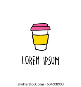 doodle icon. take away coffee cup
