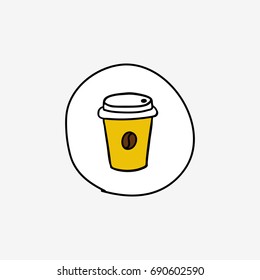 doodle icon. take away coffee cup