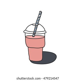 doodle icon. take away cup. milkshake or smoothie icon. vector illustration
