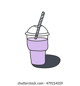doodle icon. take away cup. milkshake or smoothie icon. vector illustration
