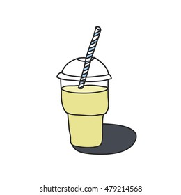 doodle icon. take away cup. milkshake or smoothie icon. vector illustration