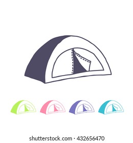 doodle icon. tent. vector illustration