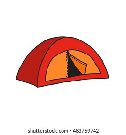 doodle icon. tent. vector illustration