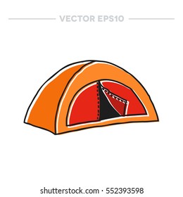 doodle icon. tent. vector illustration