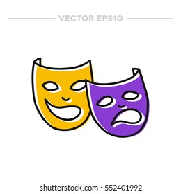 doodle icon. theatrical masks. Mardi Gras symbol. vector illustration