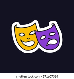 doodle icon. theatrical masks. Mardi Gras symbol. vector illustration
