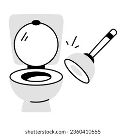 Doodle icon of toilet cleaning