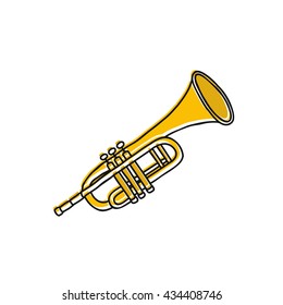 Doodle Icon. Trumpet. Vector Illustration